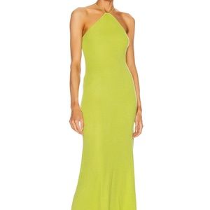Enza Costa for FWRD rib halter maxi dress lime